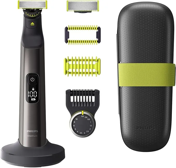 Recortadora de barba Philips OneBlade Pro 360 y sus accesorios